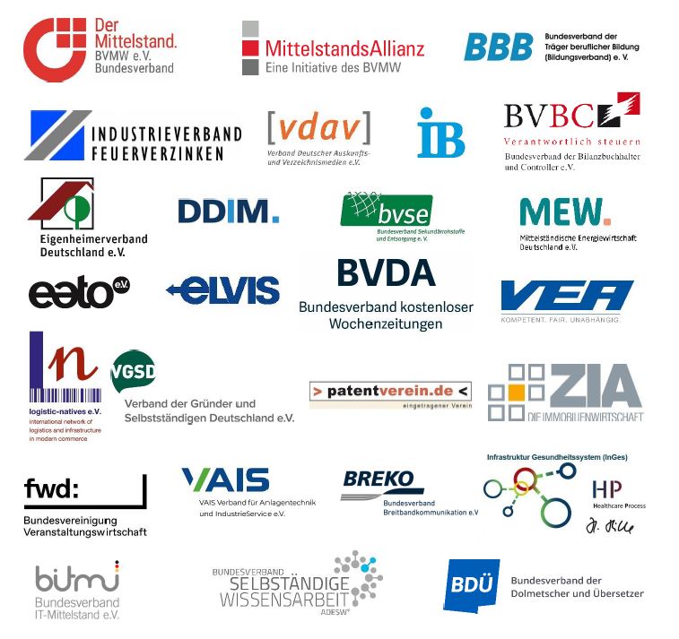 Logos der Unterzeichner der Erklärung des Mittelstands zur Europawahl
